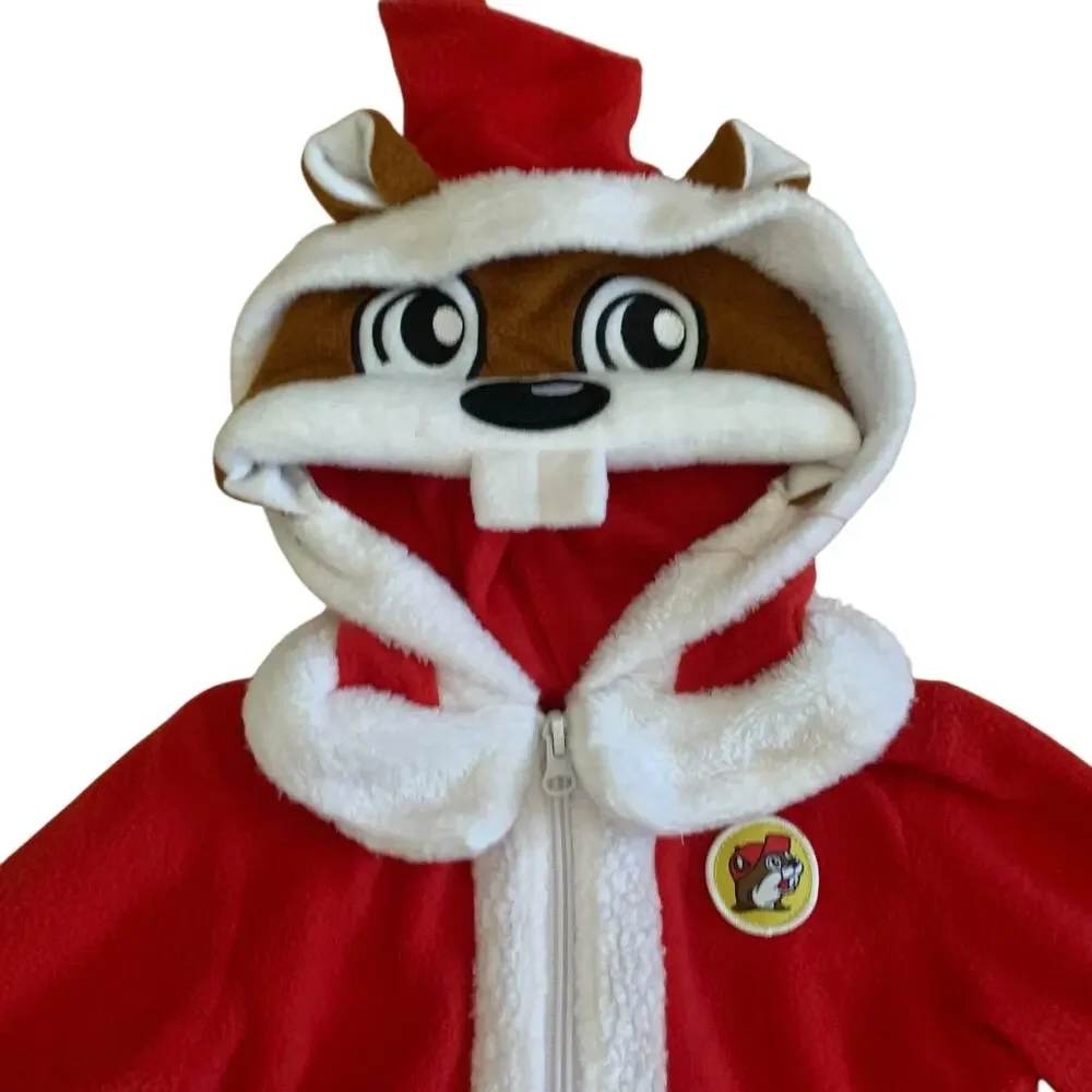 Buc-ees Kids Toddlers Size 3T Santa One Piece Body Suit Pajama Fleece Costume